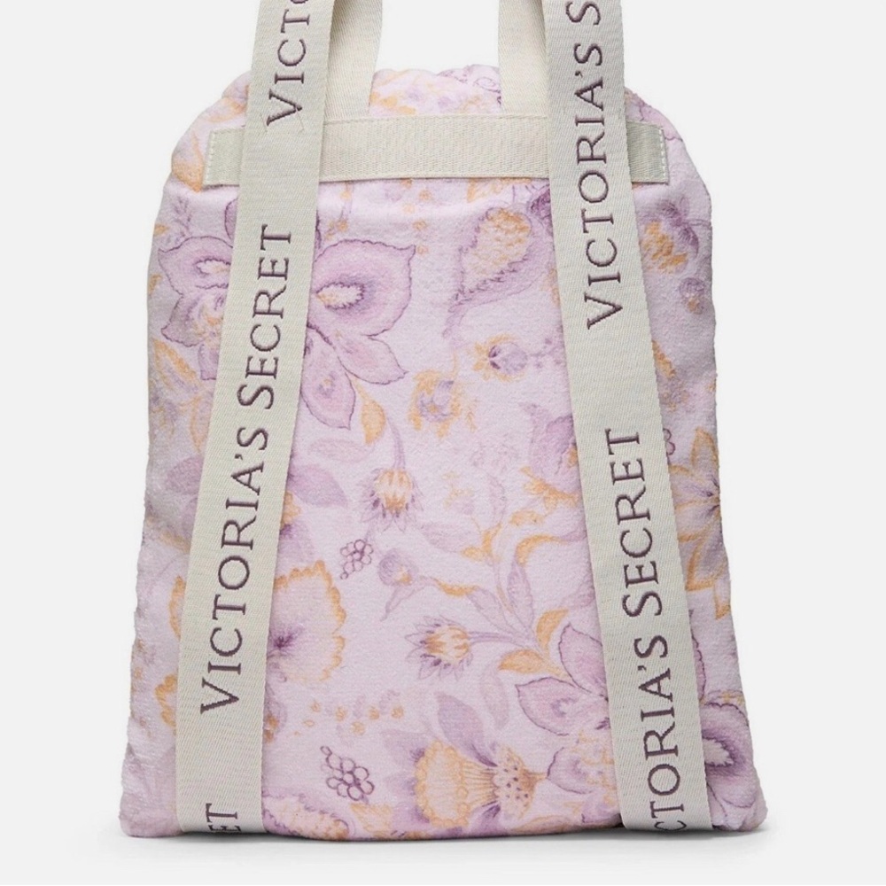 Victoria's Secret Packable Floral Stripe Beach Towel 2 in 1 Backpack Style NWT